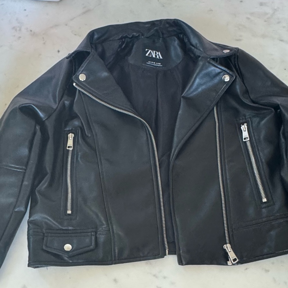 Zara Dark Leather Outerwear